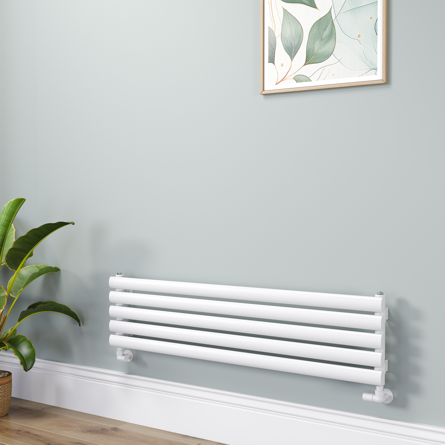 Sorrento White Oval Designer Radiator 295X1200mm Single Panel 1433 Btu