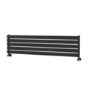 Riace Linea Midnight Black Flat Designer Radiator 350x1400mm Single Panel 1850 BTU - Horizontal Bars