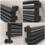 Ventura Midnight Black Oval Unique Designer Radiator 175x1400mm Single Panel 1348 BTU