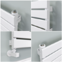 Riace Linea White Flat Designer Radiator 350x1400mm Single Panel 1850 BTU - Horizontal Bars