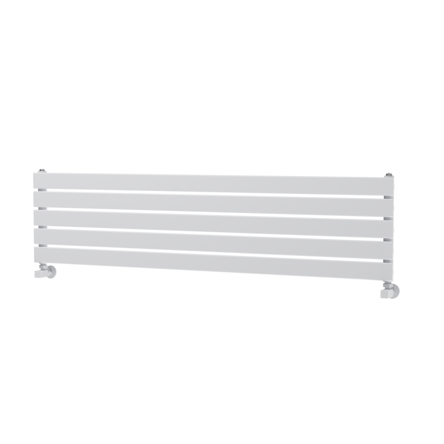 Riace Linea White Flat Designer Radiator 350x1400mm Single Panel 1850 BTU - Horizontal Bars