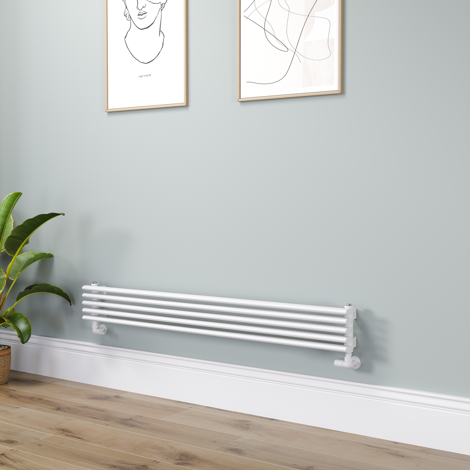 Ventura White Oval Unique Designer Radiator 175X1400mm Single Panel 1348 Btu