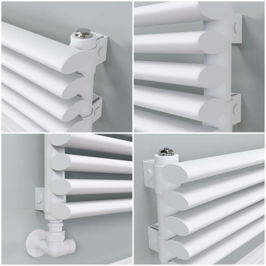 Ventura White Oval Unique Designer Radiator 175x1400mm Single Panel 1348 BTU
