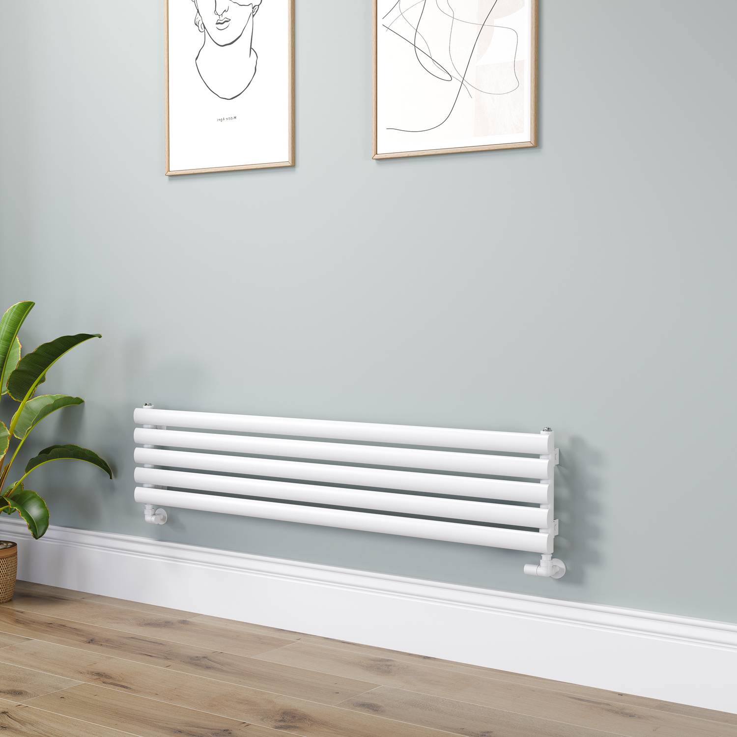 Sorrento Linea Oval Designer Radiator 295X1400mm Single Panel 1659 Btu Horizontal Bars RHS5-1400-WCO - Image 2