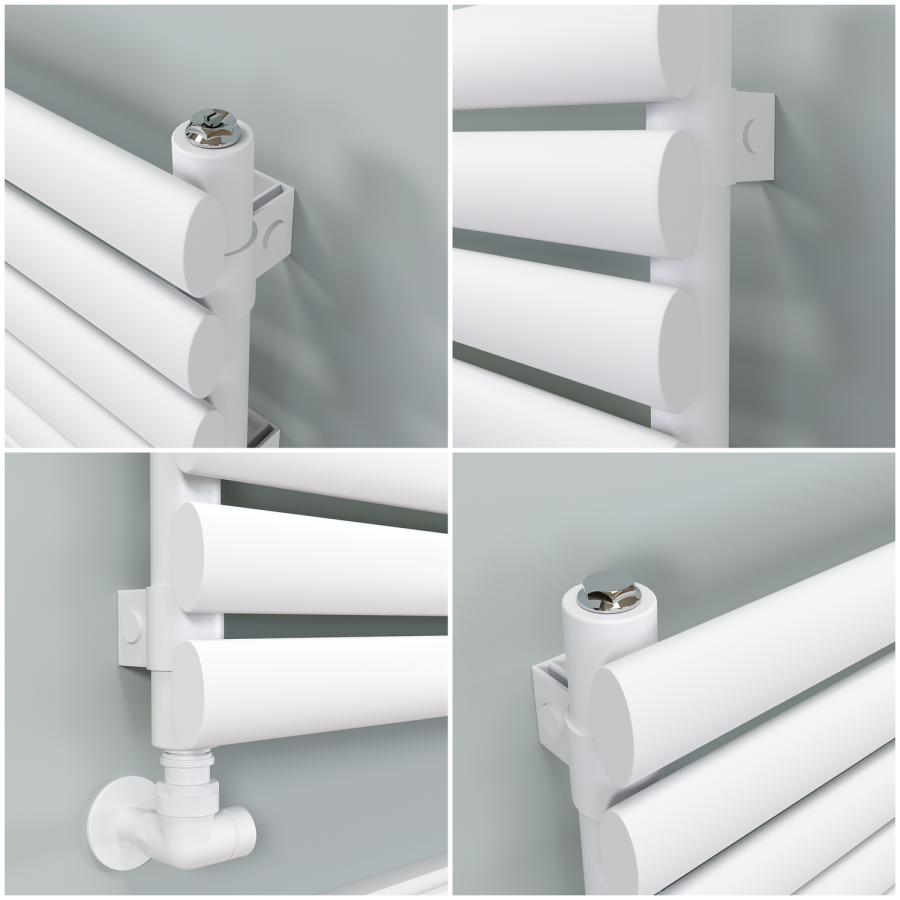 Sorrento White Oval Designer Radiator 295x1400mm Single Panel 1659 BTU