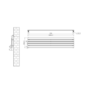 Riace Linea Midnight Black Flat Designer Radiator 350x1600mm Single Panel 2109 BTU - Horizontal Bars