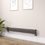 Ventura Midnight Black Oval Unique Designer Radiator 175x1600mm Single Panel 1553 BTU
