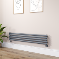 Sorrento Linea Anthracite Oval Designer Radiator 295x1600mm Single Panel 1891 BTU - Horizontal Bars