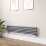 Sorrento Linea Anthracite Oval Designer Radiator 295x1600mm Single Panel 1891 BTU - Horizontal Bars