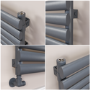 Sorrento Linea Anthracite Oval Designer Radiator 295x1600mm Single Panel 1891 BTU - Horizontal Bars