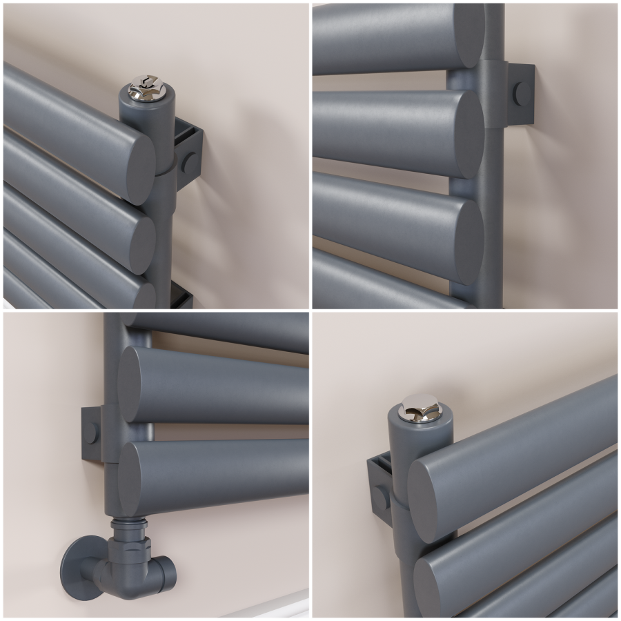 Sorrento Linea Anthracite Oval Designer Radiator 295x1600mm Single Panel 1891 BTU - Horizontal Bars