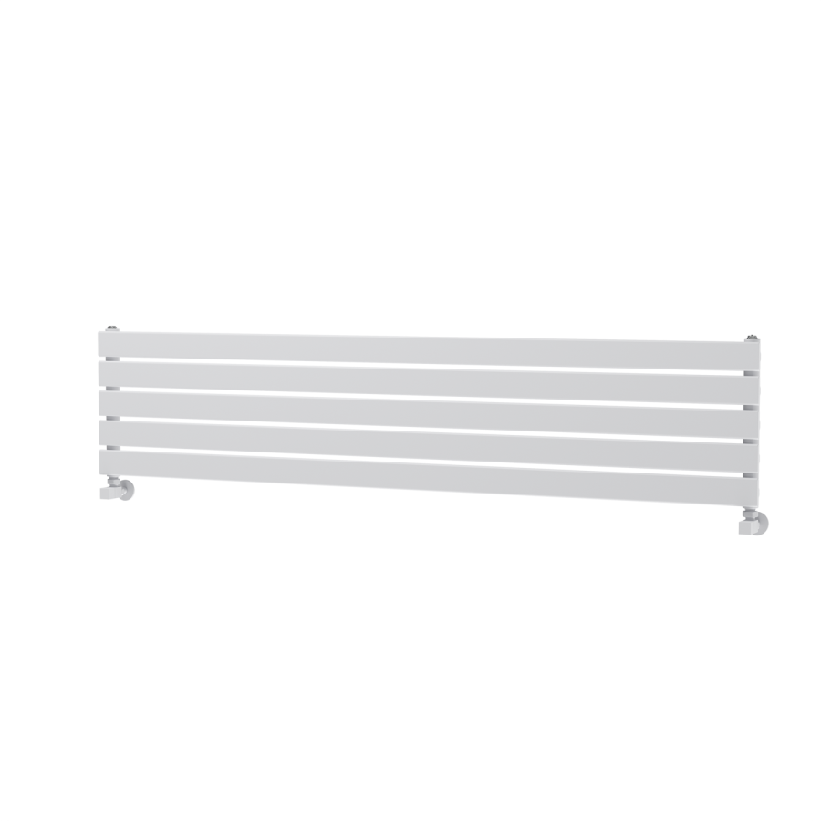 Riace Linea White Flat Designer Radiator 350x1600mm Single Panel 2109 BTU - Horizontal Bars