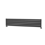 Riace Linea Midnight Black Flat Designer Radiator 350x1800mm Single Panel 2372 BTU - Horizontal Bars