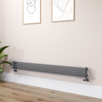 Ventura Dark Grey Anthracite Oval Unique Designer Radiator 175x1800mm Single Panel 1754 BTU