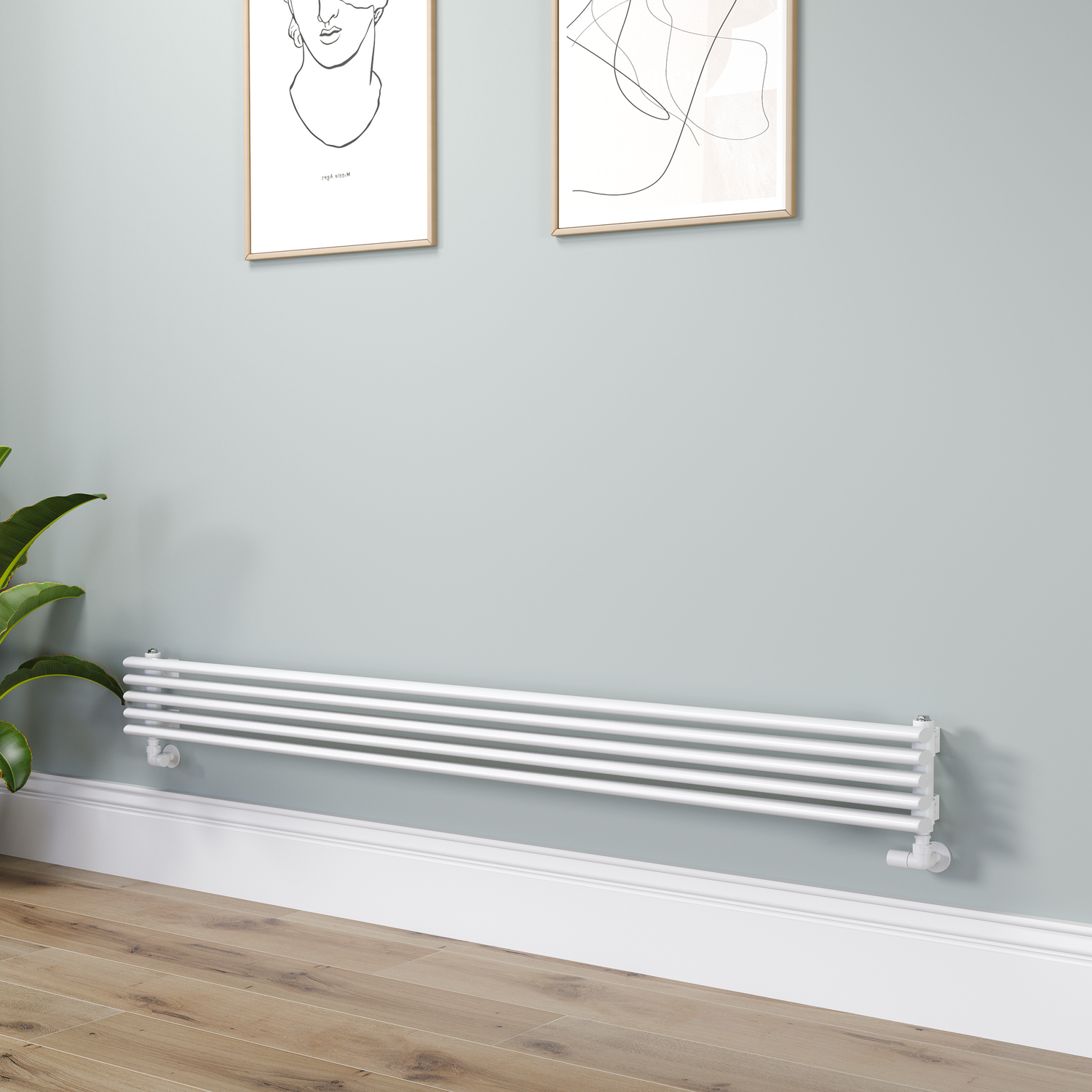 Ventura White Oval Unique Designer Radiator 175X1800mm Single Panel 1754 Btu