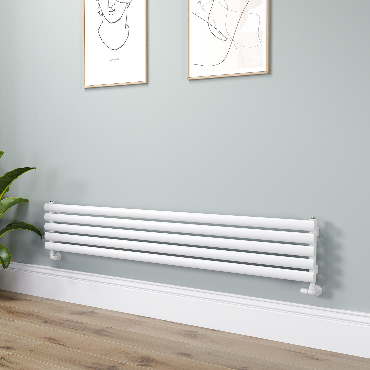 Sorrento White Oval Designer Radiator 295X1800mm Single Panel 2126 Btu
