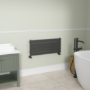 Riace Linea Midnight Black Flat Designer Radiator 350x800mm Single Panel 1106 BTU - Horizontal Bars