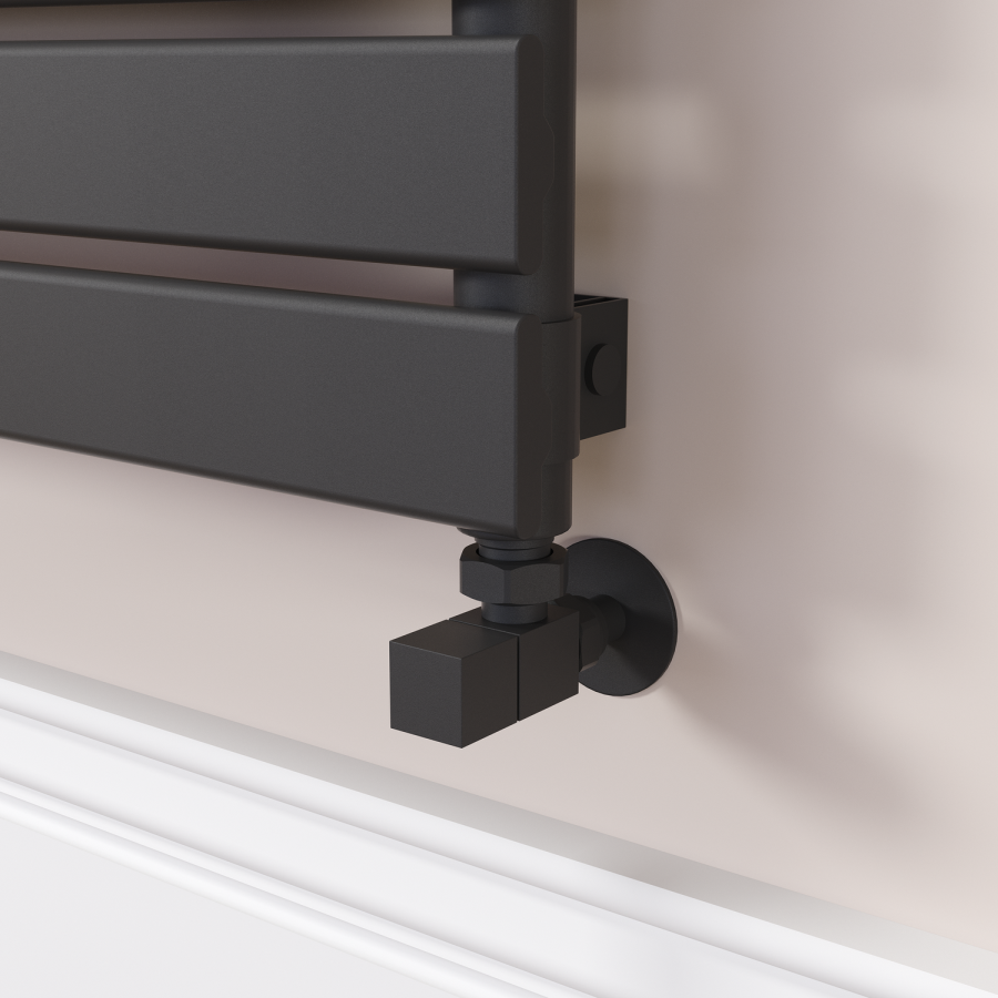 Riace Linea Midnight Black Flat Designer Radiator 350x800mm Single Panel 1106 BTU - Horizontal Bars