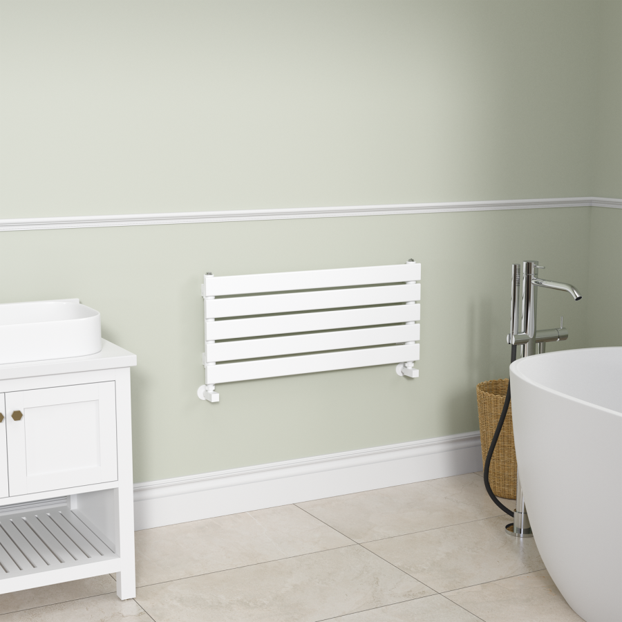 Riace White Flat Designer Radiator 350x800mm Single Panel 1106 BTU