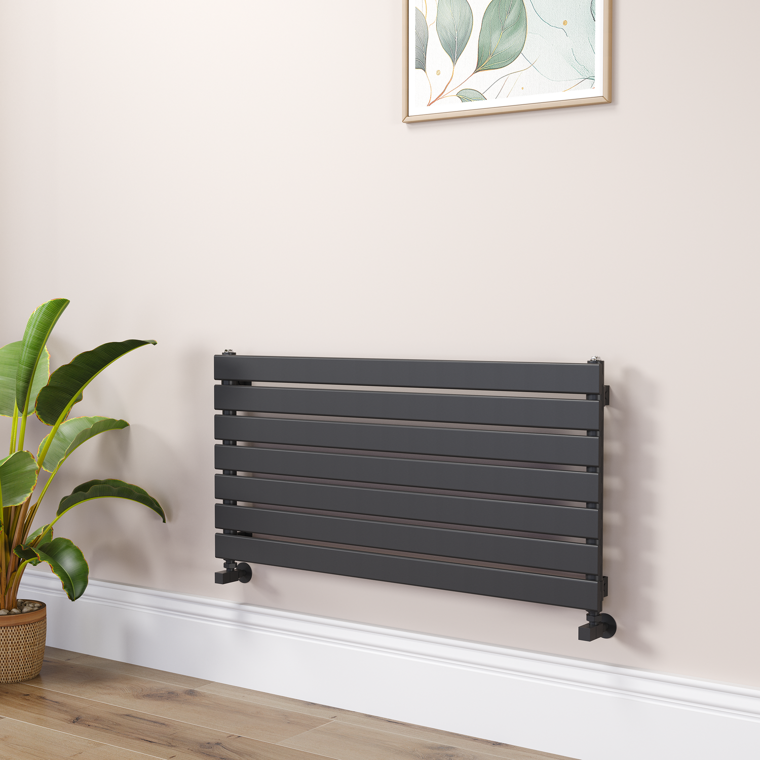 Riace Midnight Black Flat Designer Radiator 490X1000mm Single Panel 1891 Btu