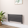 Sorrento Linea Black Oval Designer Radiator 413x1000mm Single Panel 1696 BTU - Horizontal Bars
