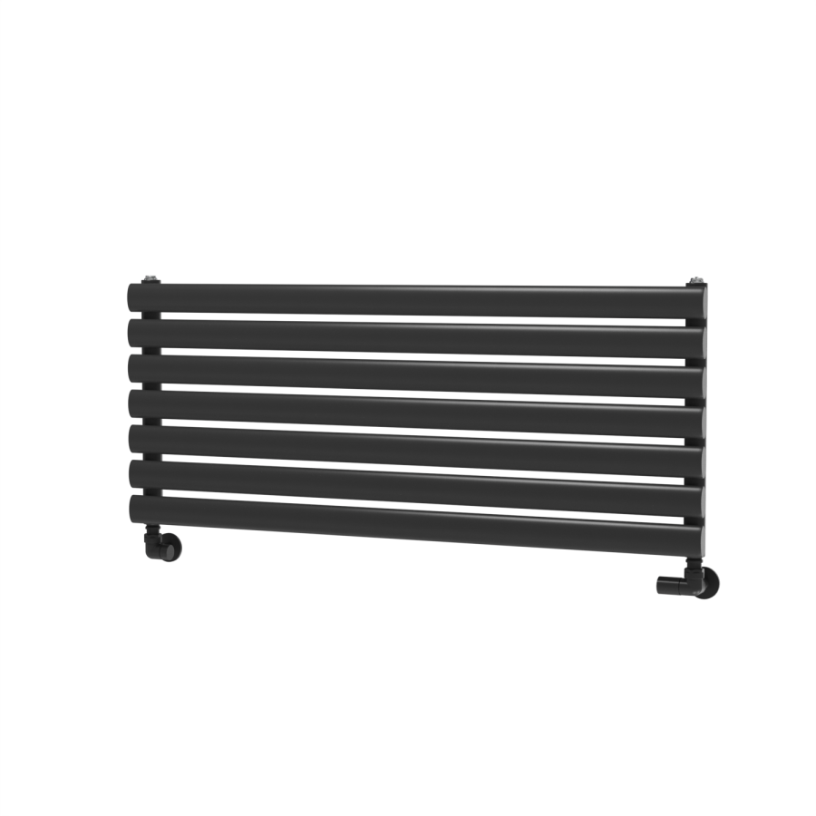 Sorrento Linea Black Oval Designer Radiator 413x1000mm Single Panel 1696 BTU - Horizontal Bars