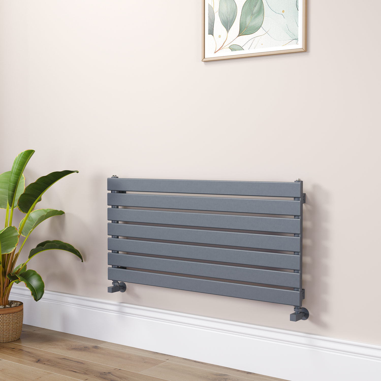 Riace Dark Grey Anthracite Flat Designer Radiator 490X1000mm Single Panel 1891 Btu