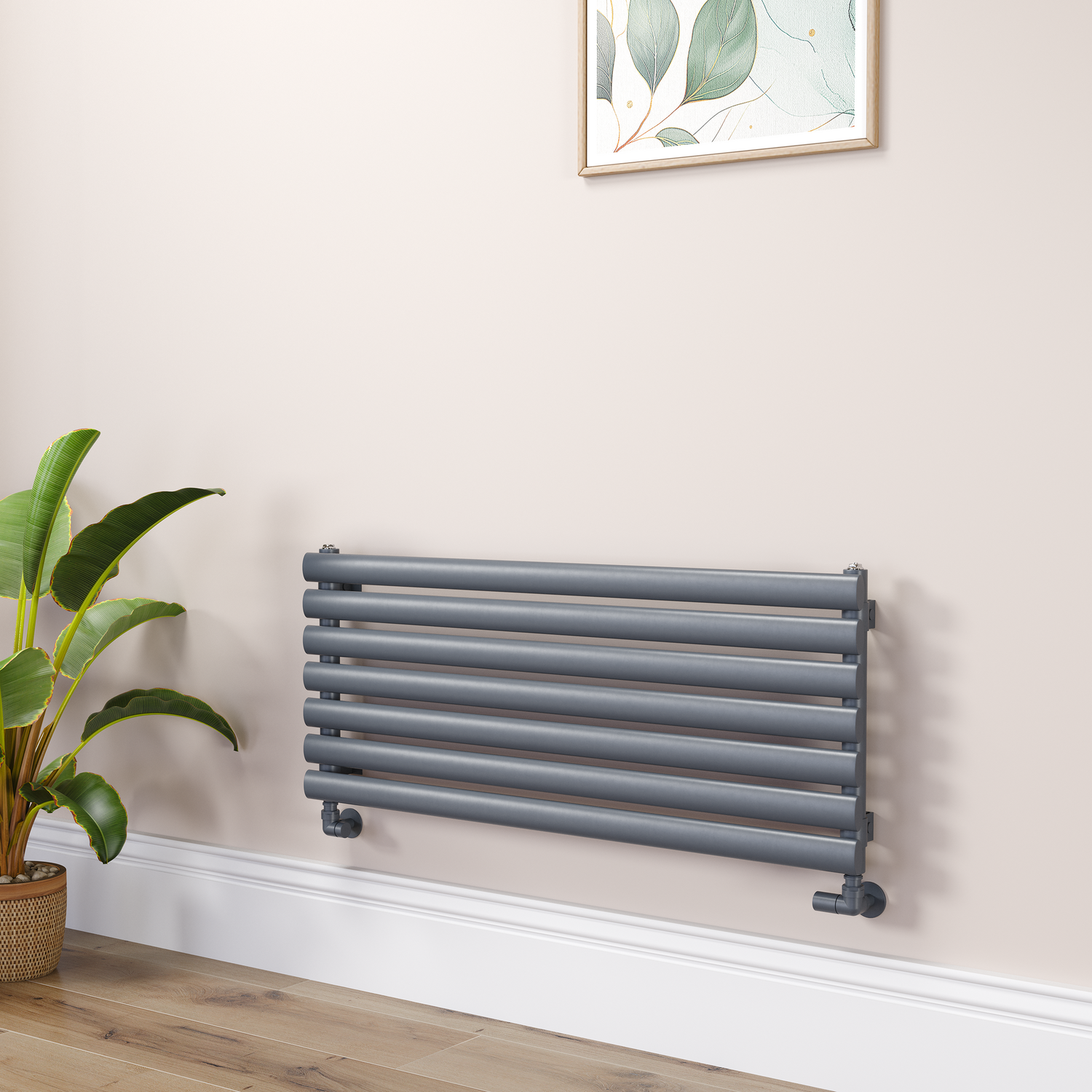 Sorrento Dark Grey Anthracite Oval Designer Radiator 413X1000mm Single Panel 1696 Btu