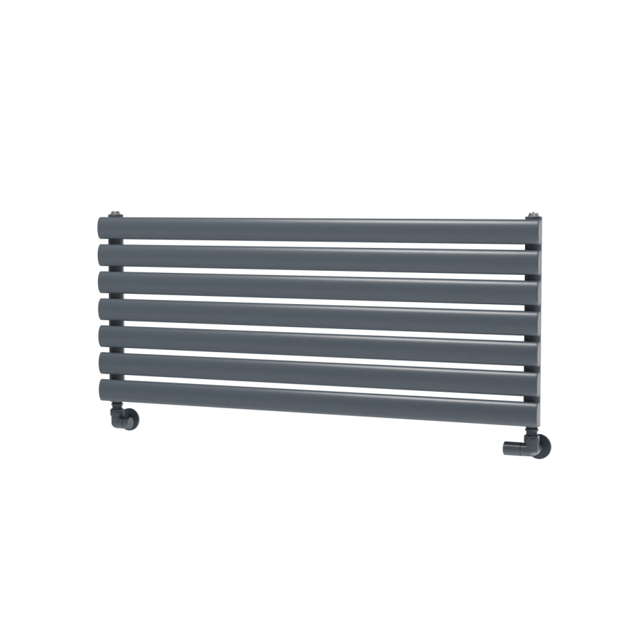 Sorrento Linea Anthracite Oval Designer Radiator 413x1000mm Single Panel 1696 BTU - Horizontal Bars