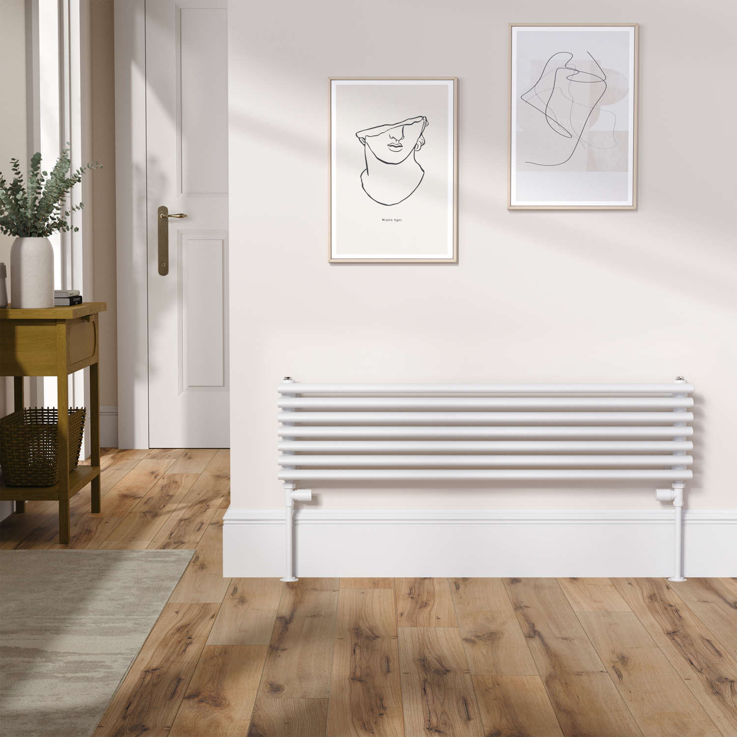 Ventura White Oval Unique Designer Radiator 245X1000mm Single Panel 1242 Btu