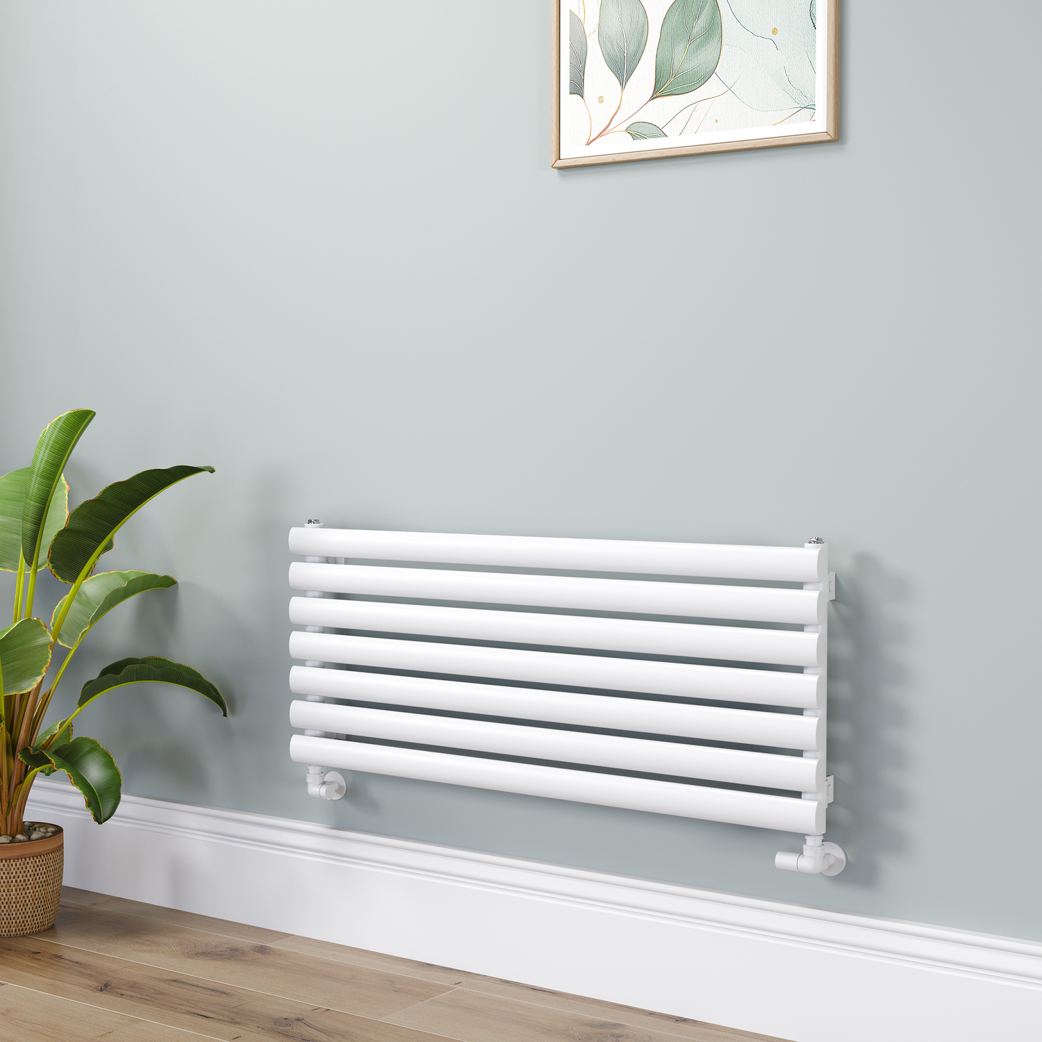 Sorrento White Oval Designer Radiator 413X1000mm Single Panel 1696 Btu