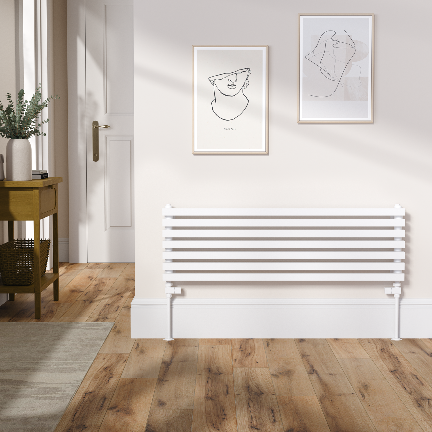 Ravello Linea Square Designer Radiator 315X1000mm Single Panel 1502 Btu Horizontal Bars RHS7-1000-WCS - Image 2