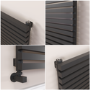 Ravello Midnight Black Square Designer Radiator 315x1200mm Single Panel 1771 BTU