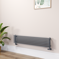 Ventura Dark Grey Anthracite Oval Unique Designer Radiator 245x1200mm Single Panel 1553 BTU