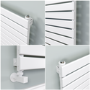 Riace White Flat Designer Radiator 490x1200mm Single Panel 2239 BTU