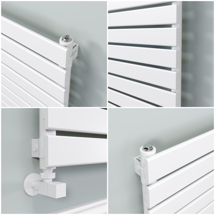 Riace White Flat Designer Radiator 490x1200mm Single Panel 2239 BTU