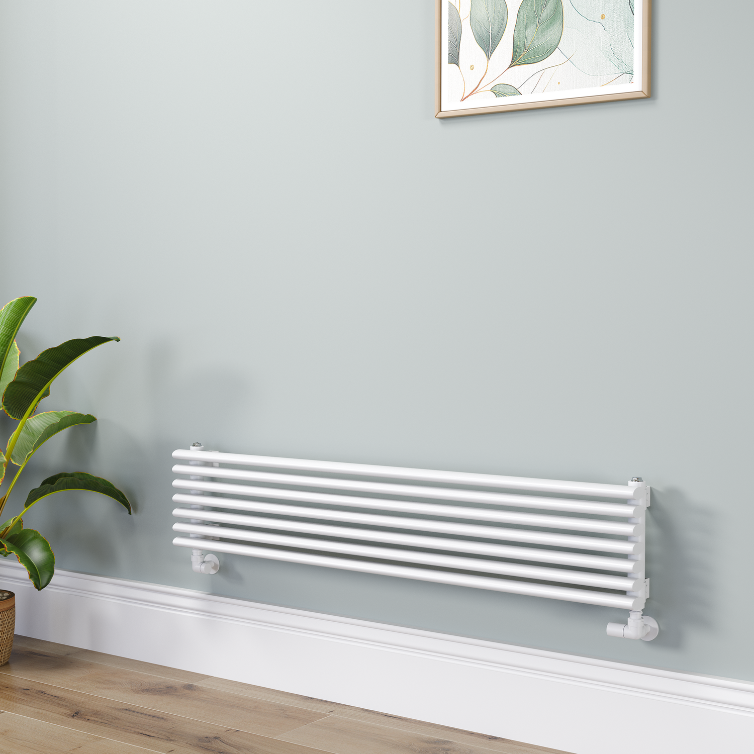 Ventura White Oval Unique Designer Radiator 245X1200mm Single Panel 1553 Btu