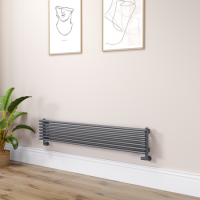 Ventura Dark Grey Anthracite Oval Unique Designer Radiator 245x1400mm Single Panel 1860 BTU