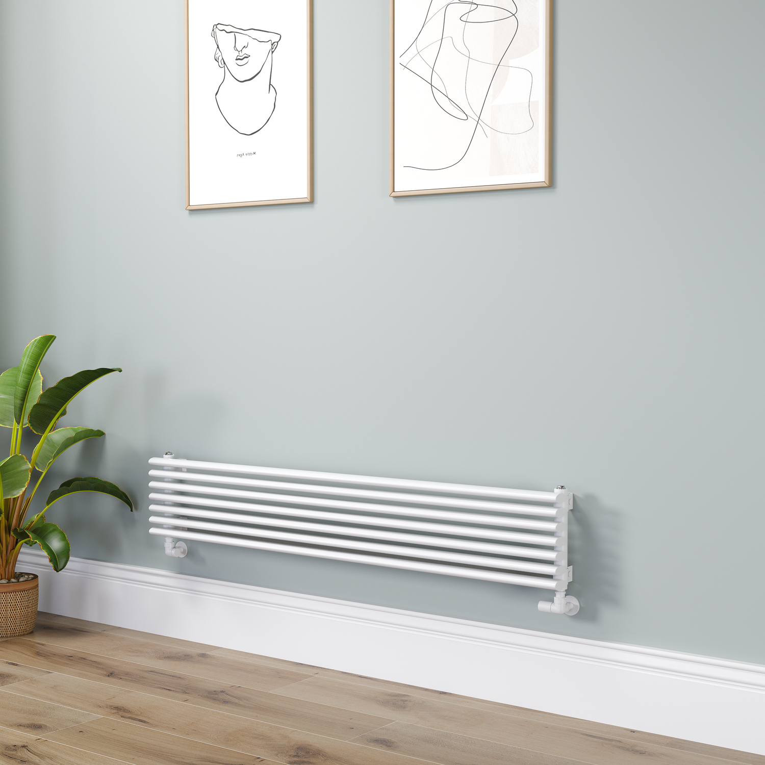 Ventura White Oval Unique Designer Radiator 245X1400mm Single Panel 1860 Btu