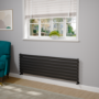 Riace Linea Midnight Black Flat Designer Radiator 490x1600mm Single Panel 2952 BTU - Horizontal Bars