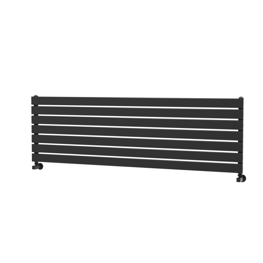 Riace Linea Midnight Black Flat Designer Radiator 490x1600mm Single Panel 2952 BTU - Horizontal Bars