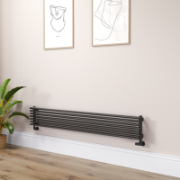 Ventura Midnight Black Oval Unique Designer Radiator 245x1600mm Single Panel 2171 BTU