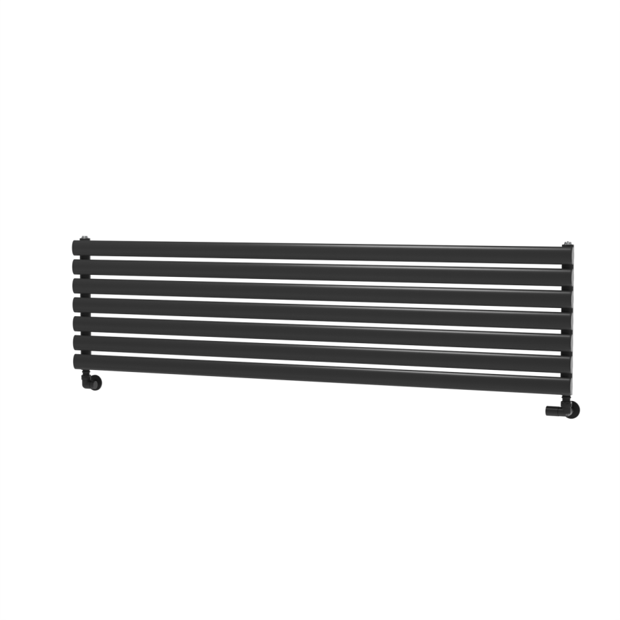 Sorrento Linea Black Oval Designer Radiator 413x1600mm Single Panel 2645 BTU - Horizontal Bars