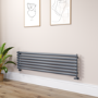 Sorrento Dark Grey Anthracite Oval Designer Radiator 413x1600mm Single Panel 2645 BTU