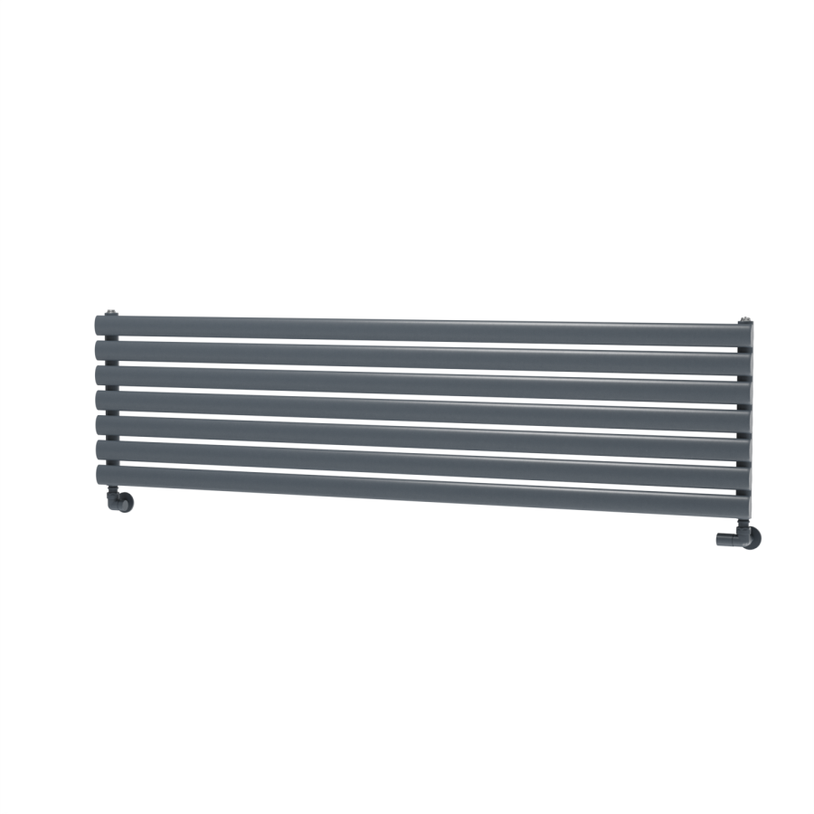 Sorrento Dark Grey Anthracite Oval Designer Radiator 413x1600mm Single Panel 2645 BTU