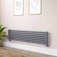 Sorrento Linea Anthracite Oval Designer Radiator 413x1800mm Single Panel 2980 BTU - Horizontal Bars
