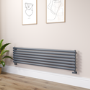 Sorrento Linea Anthracite Oval Designer Radiator 413x1800mm Single Panel 2980 BTU - Horizontal Bars