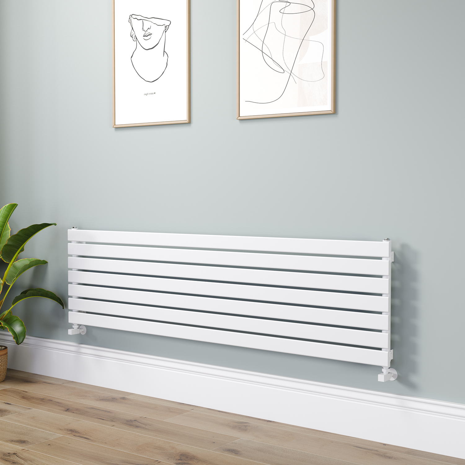 Riace White Flat Designer Radiator 490X1800mm Single Panel 3317 Btu