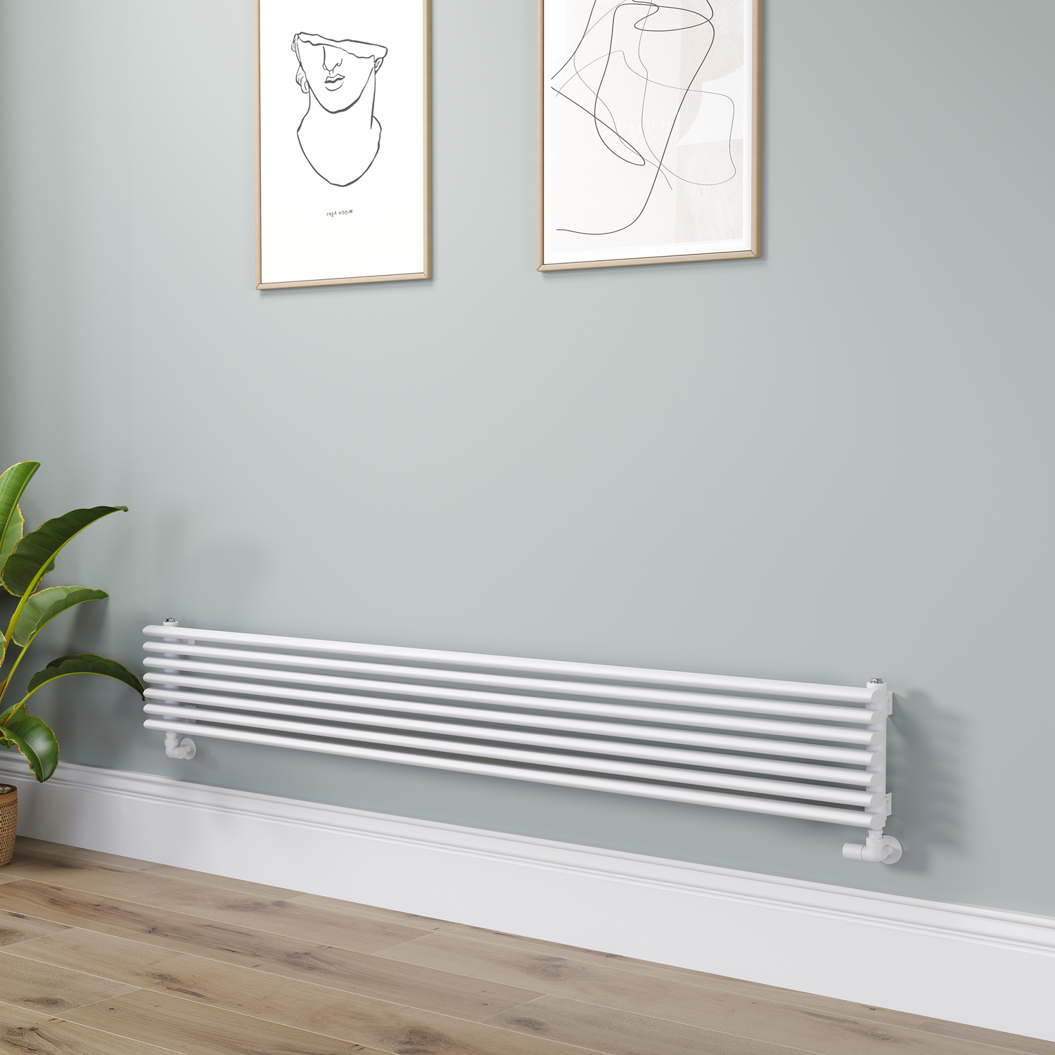 Ventura White Oval Unique Designer Radiator 245X1800mm Single Panel 2478 Btu