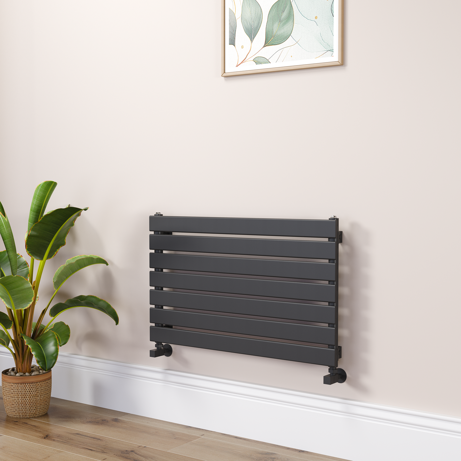 Riace Midnight Black Flat Designer Radiator 490X800mm Single Panel 1546 Btu
